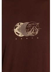  Collection Comfortable Fit Printed Brown Cotton T-Shirt - TMNSS23TS00261