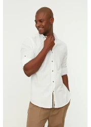  Collection TMNSS20GO0189 - 100% Cotton Slim Fit White Shirt with Long Sleeves and Epaulettes