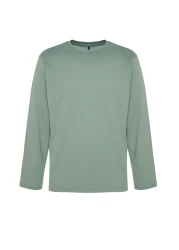  Collection Dark Green Long Sleeve 100% CoTTon T-Shirt - Regular FiT TMNAW21TS0208