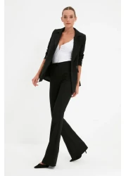  Collection High Waist Black Flare Woven Fabric Pants - Bell Bottom Twoaw20Pl0094