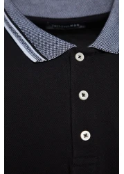  Collection تيشيرت أسود بقصة ضيقة بياقة بولو - 100% قطن TMNSS22PO00014