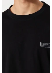  Collection تي شيرت قطني أسود كبير الحجم - TMNSS23TS00084