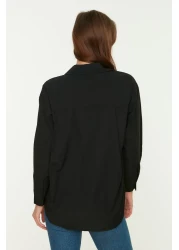  Collection Black Single Pocket Boyfriend/Wide Fit Cotton Woven Shirt TWOAW20GO0115