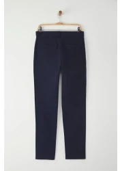  Collection Navy Blue Regular Fit Basic Chino Flexible Gabardine Pants Tmnss25Pl00019