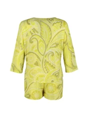  Collection Ethnic Pattern Viscose Pajamas Set - with Binding/Bow Detail, Multicolor Shorts Thmss23Pt00165