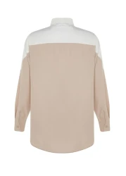 Collection Ecru Color Block Boyfriend Wide Fit Woven Shirt TWOSS23GO00393