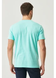 AC&Co / Altınyıldız Classics Men's TurquoiseSlimFit Crew Neck 100% CottonBasicT-shirt