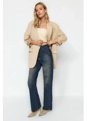  Collection Dark Blue High Waist Wide Leg Wide Leg Jeans Twoaw24Je00313