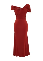  Collection Tile Asymmetric Collar Knitted Stylish Evening Dress Night Graduation Dress Tprss24El00046